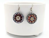 Beautiful Handpainted Dot Mandala Earrings; One-of-a-Kind Earrings; Lightweight Earrings; Small Earrings; Dangle Earrings