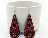 Beautiful Handpainted Dot Mandala Earrings; One-of-a-Kind Earrings; Lightweight Earrings; Small Earrings; Dangle Earrings