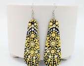 Beautiful Handpainted Dot Mandala Earrings; One-of-a-Kind Earrings; Lightweight Earrings; Small Earrings; Dangle Earrings