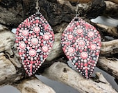 Beautiful Handpainted Dot Mandala Earrings; One-of-a-Kind Earrings; Lightweight Earrings; Small Earrings; Dangle Earrings