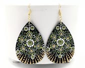 Beautiful Handpainted Dot Mandala Earrings; One-of-a-Kind Earrings; Lightweight Earrings; Small Earrings; Dangle Earrings