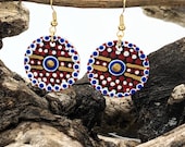 Beautiful Handpainted Dot Mandala Earrings; One-of-a-Kind Earrings; Lightweight Earrings; Small Earrings; Dangle Earrings