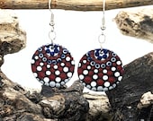 Beautiful Handpainted Dot Mandala Earrings; One-of-a-Kind Earrings; Lightweight Earrings; Small Earrings; Dangle Earrings