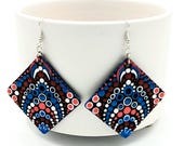 Beautiful Handpainted Dot Mandala Earrings; One-of-a-Kind Earrings; Lightweight Earrings; Small Earrings; Dangle Earrings