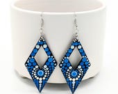 Beautiful Handpainted Dot Mandala Earrings; One-of-a-Kind Earrings; Lightweight Earrings; Small Earrings; Dangle Earrings