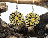 Beautiful Handpainted Dot Mandala Earrings; One-of-a-Kind Earrings; Lightweight Earrings; Small Earrings; Dangle Earrings