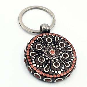 Beautiful Handpainted Dot Mandala Key Rings; One-of-a-Kind Key Rings; Small Key Rings; Artistic Key Rings