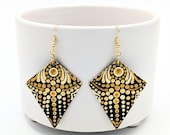 Beautiful Handpainted Dot Mandala Earrings; One-of-a-Kind Earrings; Lightweight Earrings; Small Earrings; Dangle Earrings