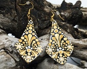 Beautiful Handpainted Dot Mandala Earrings; One-of-a-Kind Earrings; Lightweight Earrings; Small Earrings; Dangle Earrings