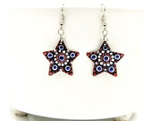 Beautiful Handpainted Dot Mandala Earrings; One-of-a-Kind Earrings; Lightweight Earrings; Small Earrings; Dangle Earrings