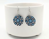 Beautiful Handpainted Heart Dot Mandala Earrings; One-of-a-Kind Earrings; Lightweight Earrings; Small Earrings; Dangle Earrings