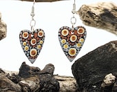 Beautiful Handpainted Heart Dot Mandala Earrings; One-of-a-Kind Earrings; Lightweight Earrings; Small Earrings; Dangle Earrings