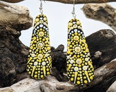 Beautiful Handpainted Dot Mandala Earrings; One-of-a-Kind Earrings; Lightweight Earrings; Small Earrings; Dangle Earrings