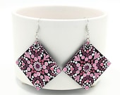 Beautiful Handpainted Dot Mandala Earrings; One-of-a-Kind Earrings; Lightweight Earrings; Small Earrings; Dangle Earrings