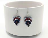Beautiful Handpainted Heart Dot Mandala Earrings; One-of-a-Kind Earrings; Lightweight Earrings; Small Earrings; Dangle Earrings