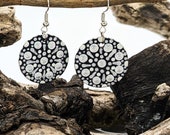 Beautiful Handpainted Dot Mandala Earrings; One-of-a-Kind Earrings; Lightweight Earrings; Small Earrings; Dangle Earrings