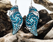 Beautiful Handpainted Dot Mandala Earrings; One-of-a-Kind Earrings; Lightweight Earrings; Small Earrings; Dangle Earrings