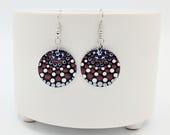 Beautiful Handpainted Dot Mandala Earrings; One-of-a-Kind Earrings; Lightweight Earrings; Small Earrings; Dangle Earrings