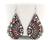 Beautiful Handpainted Dot Mandala Earrings; One-of-a-Kind Earrings; Lightweight Earrings; Small Earrings; Dangle Earrings