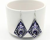 Beautiful Handpainted Dot Mandala Earrings; One-of-a-Kind Earrings; Lightweight Earrings; Small Earrings; Dangle Earrings