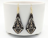 Beautiful Handpainted Dot Mandala Earrings; One-of-a-Kind Earrings; Lightweight Earrings; Small Earrings; Dangle Earrings