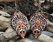 Beautiful Handpainted Dot Mandala Earrings; One-of-a-Kind Earrings; Lightweight Earrings; Small Earrings; Dangle Earrings