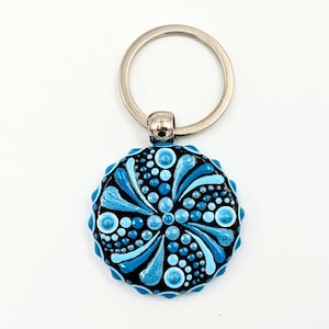 Beautiful Handpainted Dot Mandala Key Rings; One-of-a-Kind Key Rings; Small Key Rings; Artistic Key Rings