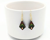 Beautiful; Hand-painted; Dot Mandala Earrings; One-of-a-Kind Earrings; Lightweight Earrings; Small Earrings; Dangle Earrings