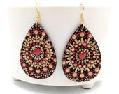Beautiful Handpainted Dot Mandala Earrings; One-of-a-Kind Earrings; Lightweight Earrings; Small Earrings; Dangle Earrings