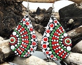 Beautiful Handpainted Dot Mandala Earrings; One-of-a-Kind Earrings; Lightweight Earrings; Small Earrings; Dangle Earrings