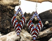 Beautiful Handpainted Dot Mandala Earrings; One-of-a-Kind Earrings; Lightweight Earrings; Small Earrings; Dangle Earrings