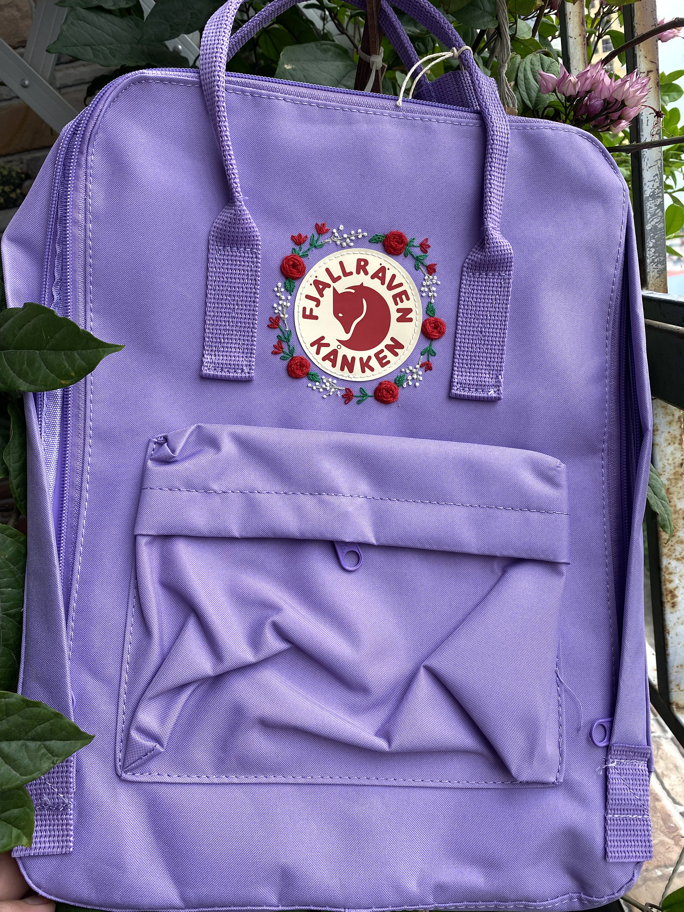 Fjallraven Kanken Backpack With Rose Embroidered Custom Hand Embroidered Fjallraven Kanken Backpack With Roses Rose Hand Embroidery Etsy