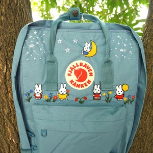 Custom embroidered fjallraven kanken backpack/ Kanken embroidery pattern/ Miffy Embroidered school backpack/ Embroidered Miffy/ Bunny miffy