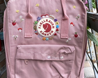 Fjällräven Kanken Stickerei / Mit Blumen gestickter Fjallraven Kanken Rucksack / Benutzerdefinierte Kanken-Stickerei auf Fjallraven-Rucksack