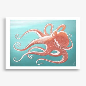 Polpo Stampa Artistica - Arte nautica - Decorazione Marittima per la Casa al Mare - Stampa giclée. Illustrazione originale by Eolotti.
