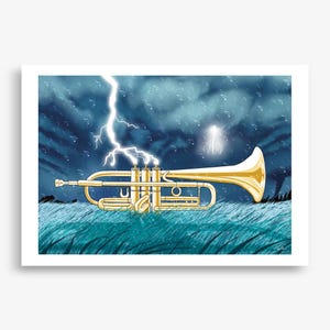 Tromba Jazz Poster - Stampa Musicale - Regalo per Trombettista - Regalo per Amanti della Musica - Poster Studio di Registrazione. By Eolotti