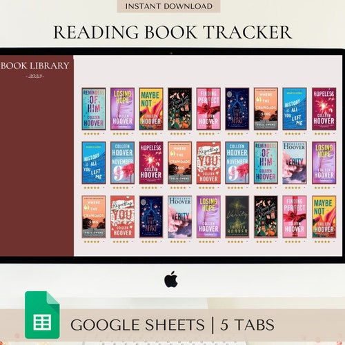 Book Tracker Spreadsheet Reading Log Google Sheets Etsy