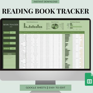 Book Reading Spreadsheet | Book Tracker Template | Reading Log | Google Sheets Book Tracker Template | Book Library | Reading Tracker | Sage
