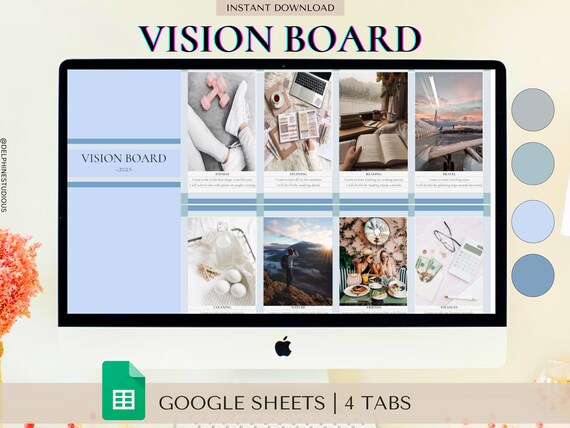 Vision Board Planner | 2023 Goal Tracker, ADHD Friendly (Google Sheets)