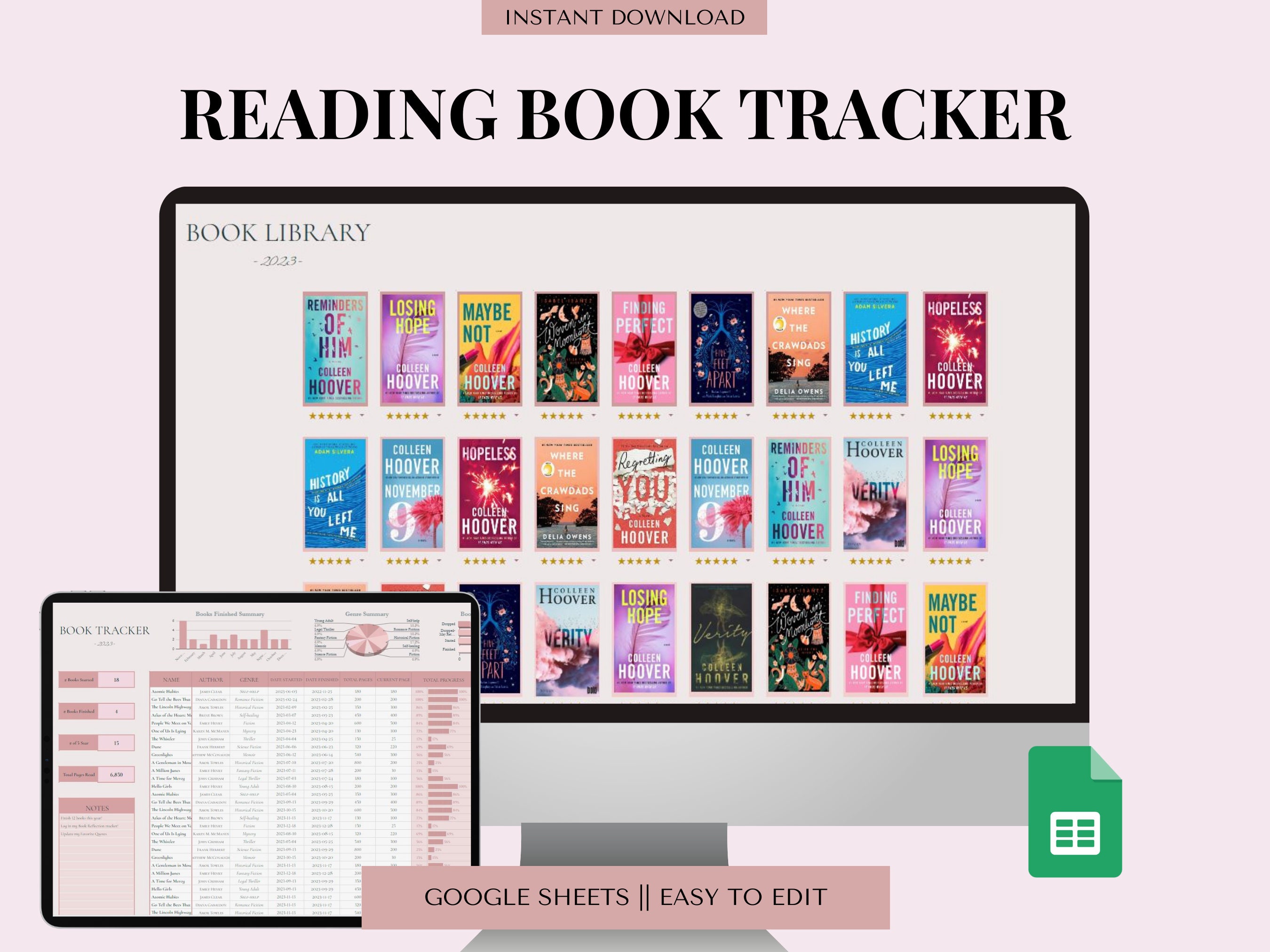 Book Reading Spreadsheet Book Tracker Template Reading Log Google