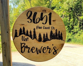 Custom Wood Burned Address Sign