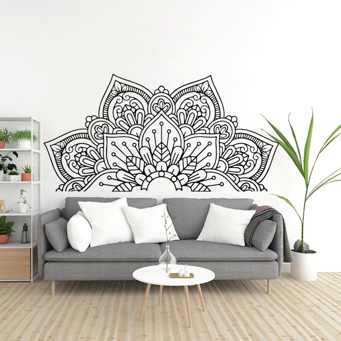 Half Mandala Wall Art Decal Sticker Personalized Meditation Etsy
