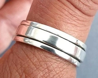 Simple Band 925 Sterling Silver Handmade Spinner Ring For Men Women . Band Spinner Ring. Designer By IndianjewelryGoods.