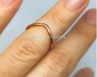 Solid Copper Ring | Copper Chevron Ring | Stacking Rings | Chevron Midi Ring | Designed By Indanjewelrygoods