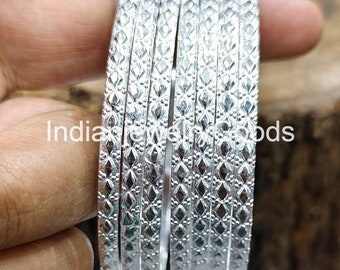 925 Designer sterling silver bangle bracelets Shimmery solid silver stacking bangles Set of 7 Bangles 7 day Bangles