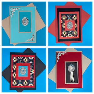 Cartões comemorativos Southwest Silver & Turquoise (conjunto de 4)