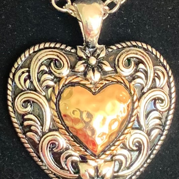 Mixed Metal Heart Pendant Necklace