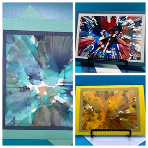 Cartões de arte abstrata com tinta alcoólica (conjunto de 3)