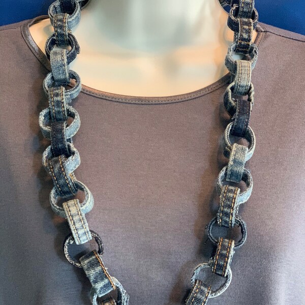 Denim Necklace Etsy
