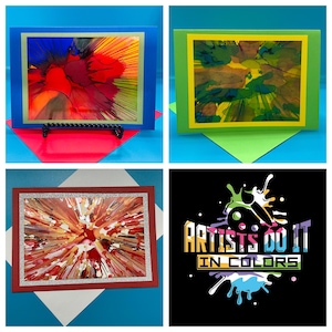 Cartões de arte abstrata com tinta alcoólica (conjunto de 3)